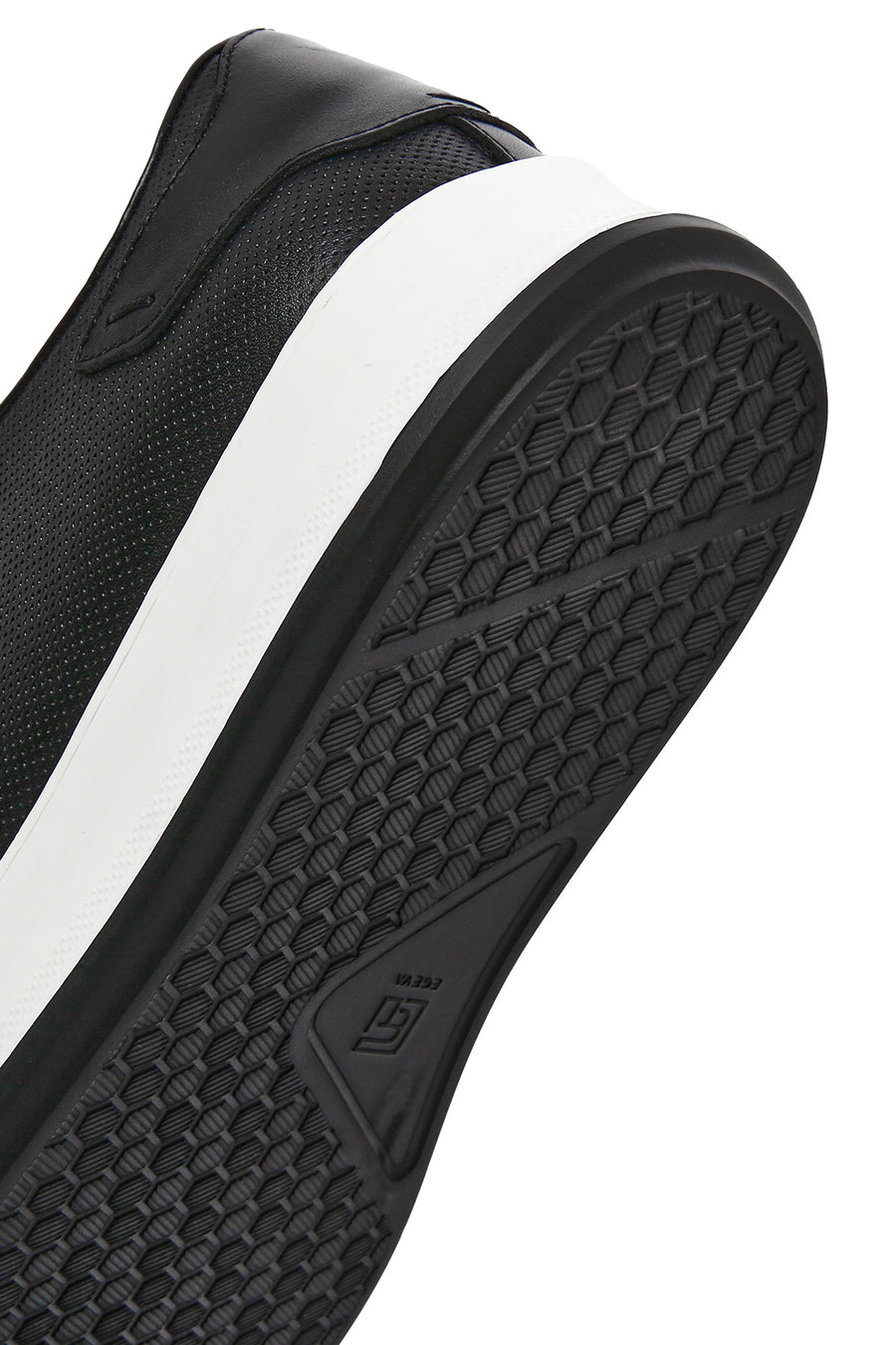 Men's Black Lace-up Thick-Sole Leather Sneaker