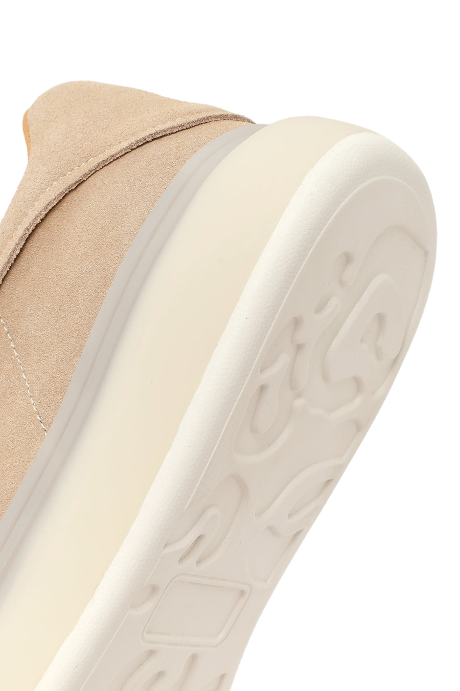 Erkek Bej Bağcıklı Kalın Tabanlı Süet Deri Sneaker