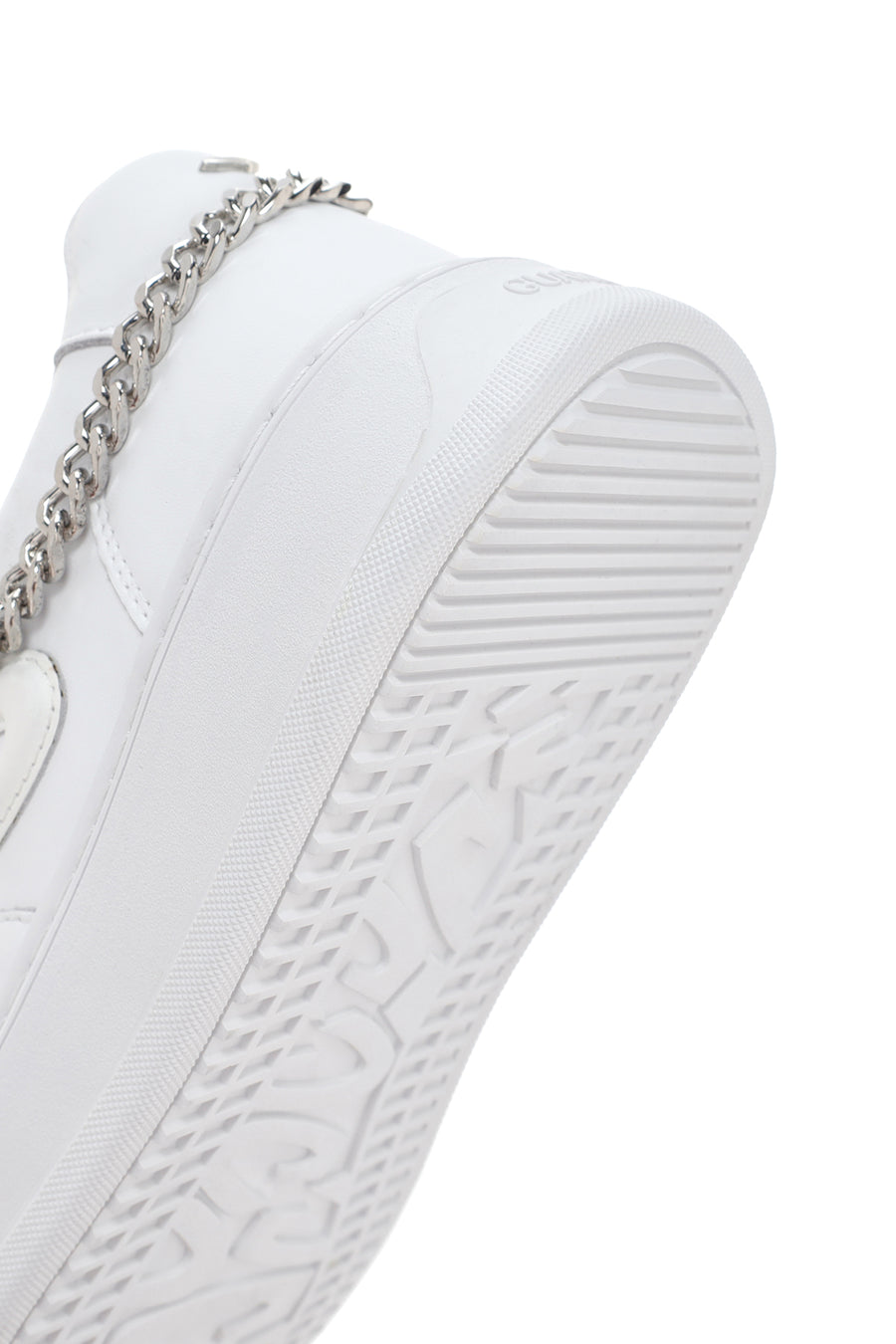 Alberto Guardiani Women's White Chain Leather Sneaker