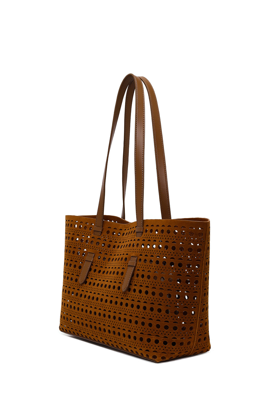 Woman Brown Patterned Suede Shoulder Bag