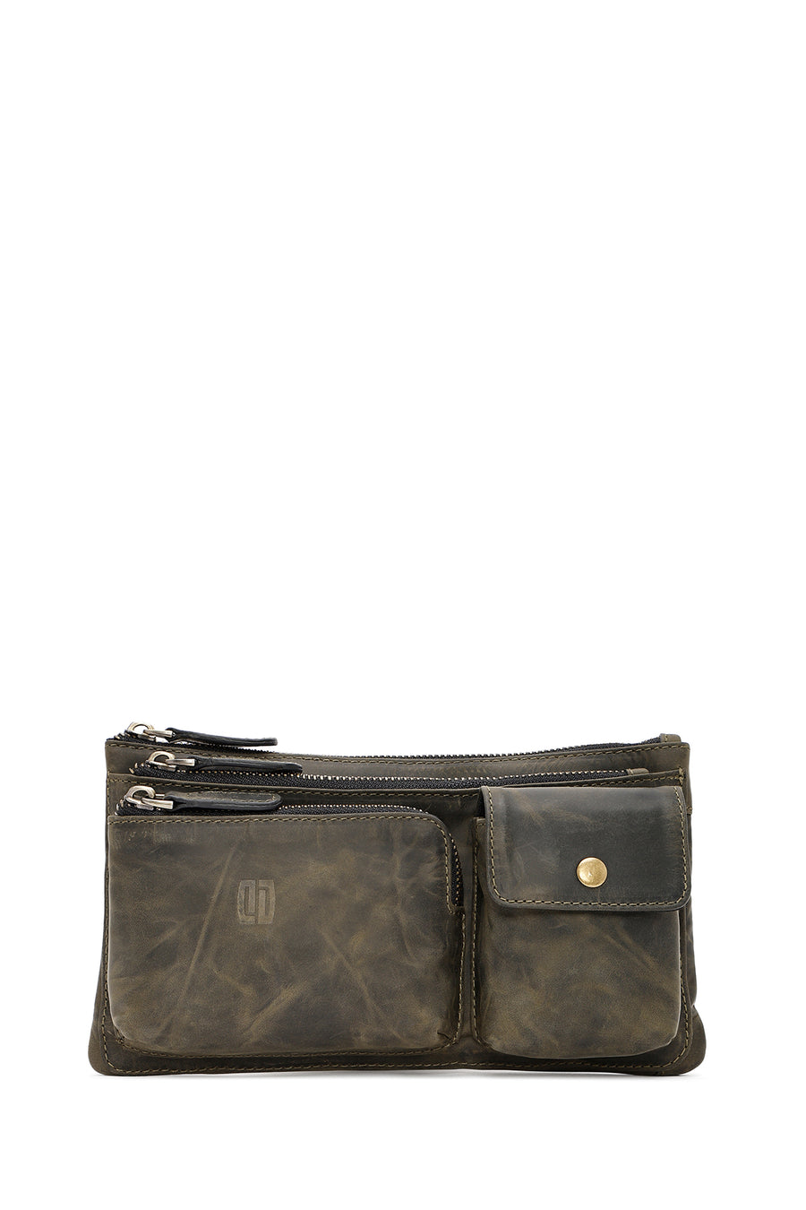 Men's Khaki Leather Waist Bag