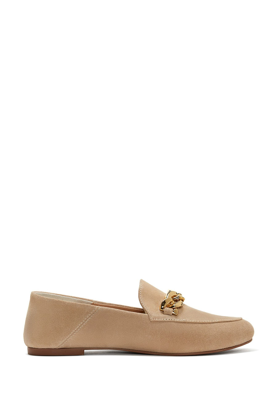 Women's Beige Suede Leather Masculine Loafer 25SFD290110 | Derimod