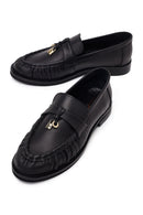 Woman Black Leather Masculine Loafers | Derimod
