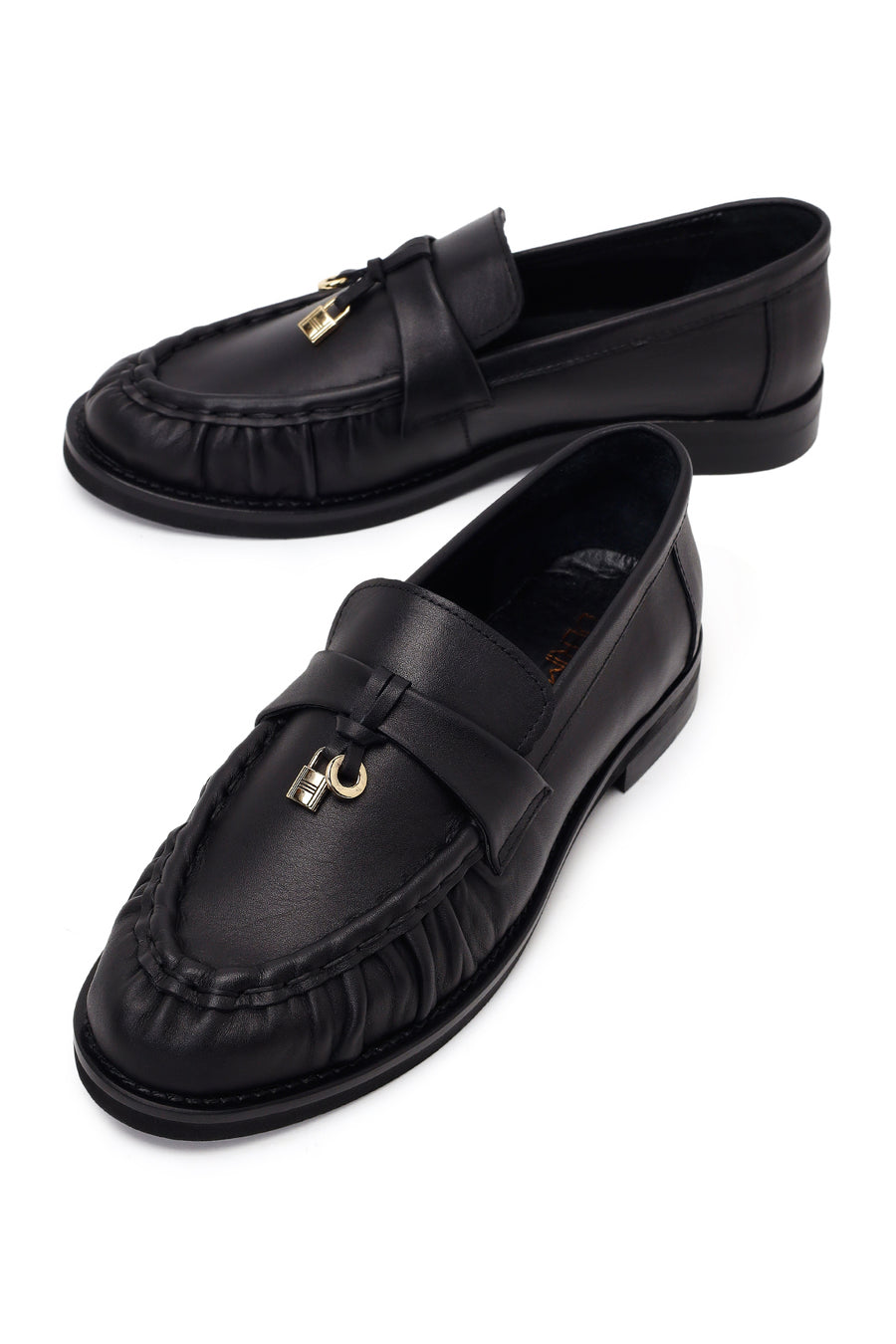 Woman Black Leather Masculine Loafers