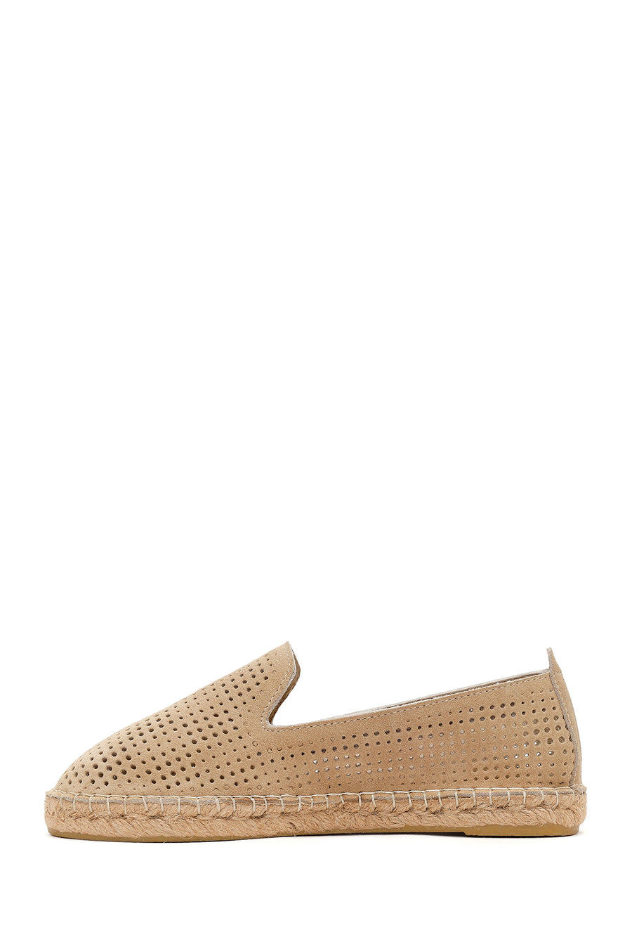 Women's Beige Patterned Suede Leather Espadrilles