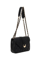 Woman Black Quilted Crossbody Bag with Chain Strap | Derimod
