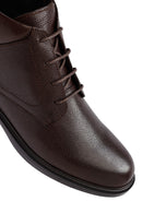 Men's Brown Zippered Leather Boat | Derimod
