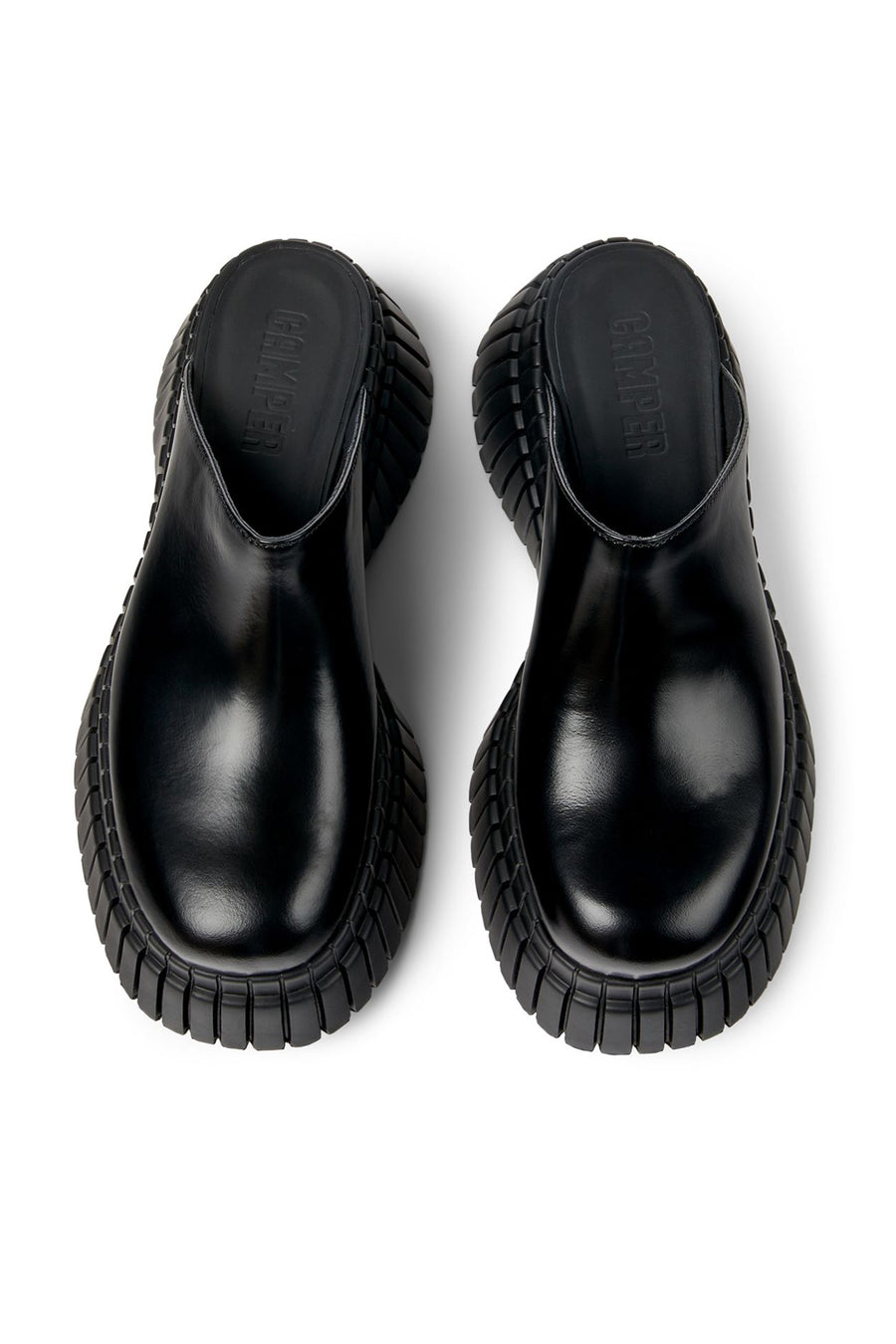 Camper Women's Black Bcn Thick Soled Leather Slippers