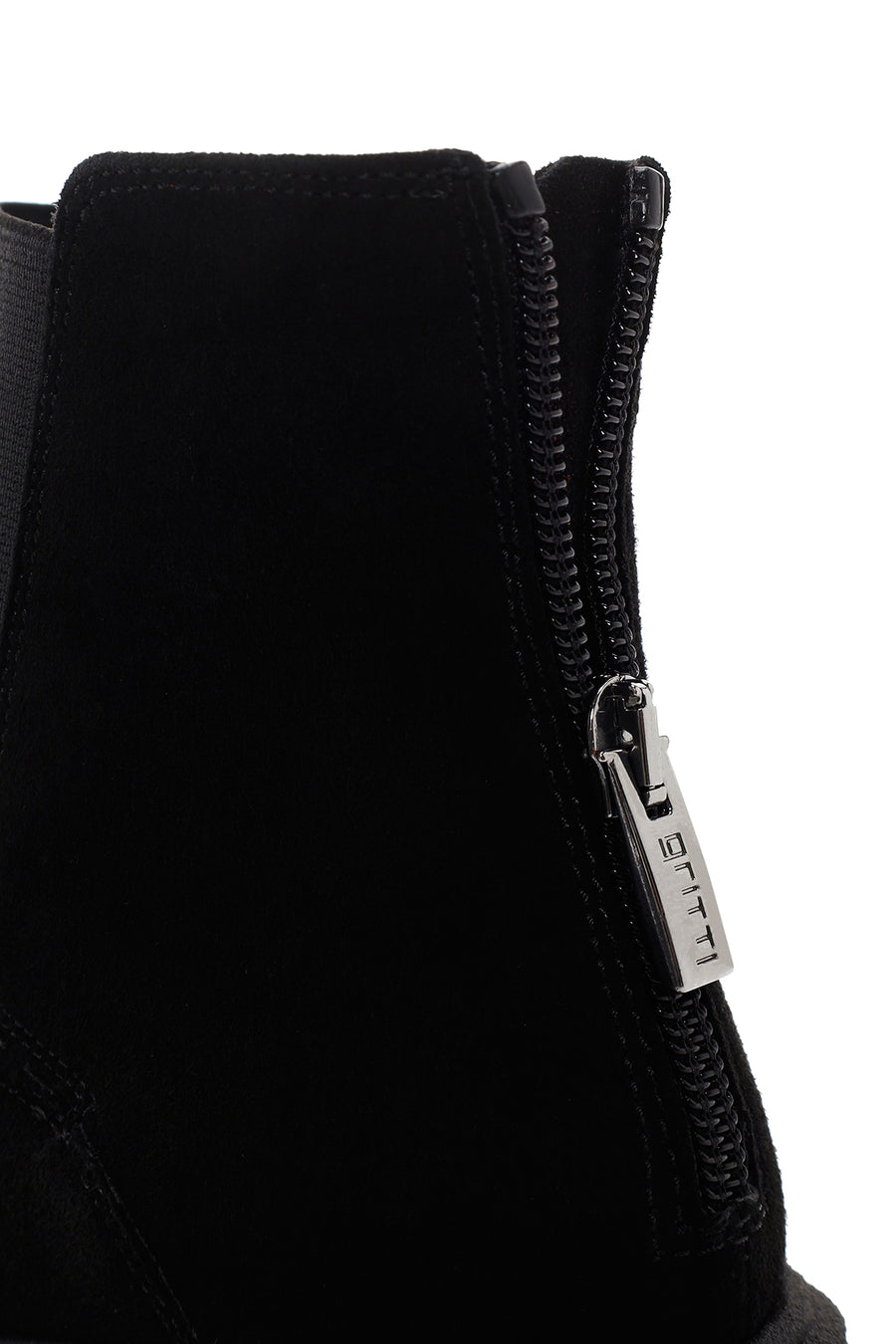 Women's Black Zippered Suede Leather Chelsea Boots