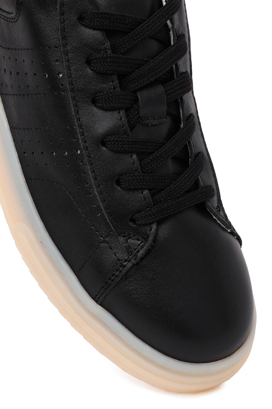 Kadın Siyah Bağcıklı Deri Sneaker