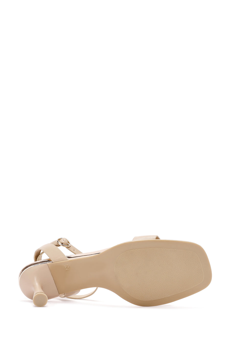 Women's Beige Ankle Strap Heeled Sandals