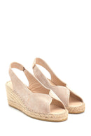Women's Casual Wedge Heel Leather Espadrille | Derimod