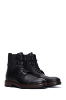 Men's Black Leather Zippered Boots | Derimod