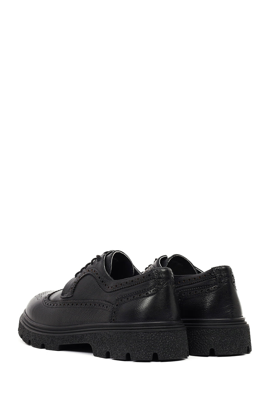 Men's Black Lace-Up Leather Casual Shoes