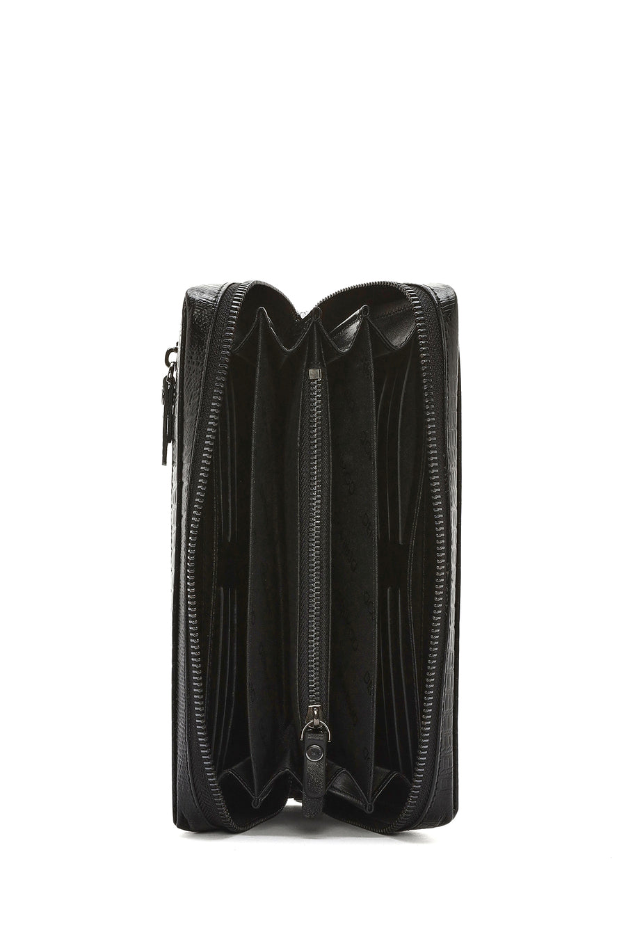 Men's Black Patterned Leather Wallet