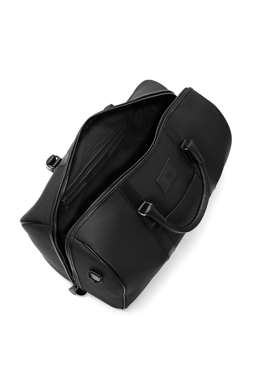 Men's Black Printed Leather Travel Bag