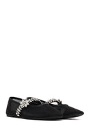 Woman Black Embellished Ballet Flat | Derimod