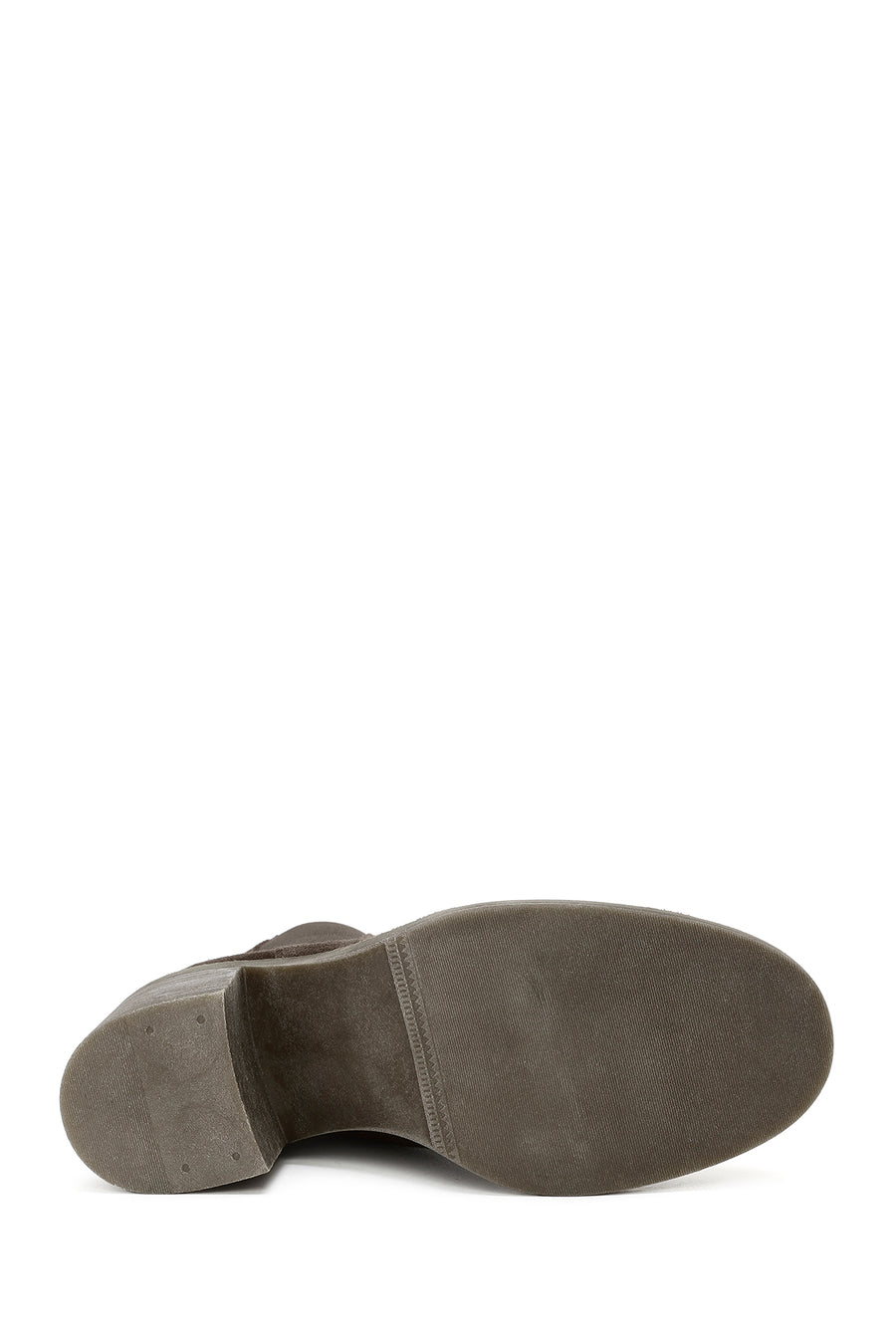 Woman Brown Chunky Heel Suede Leather Chelsea Boots