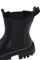 Woman Black Thick Sole Leather Chelsea Boots | Derimod