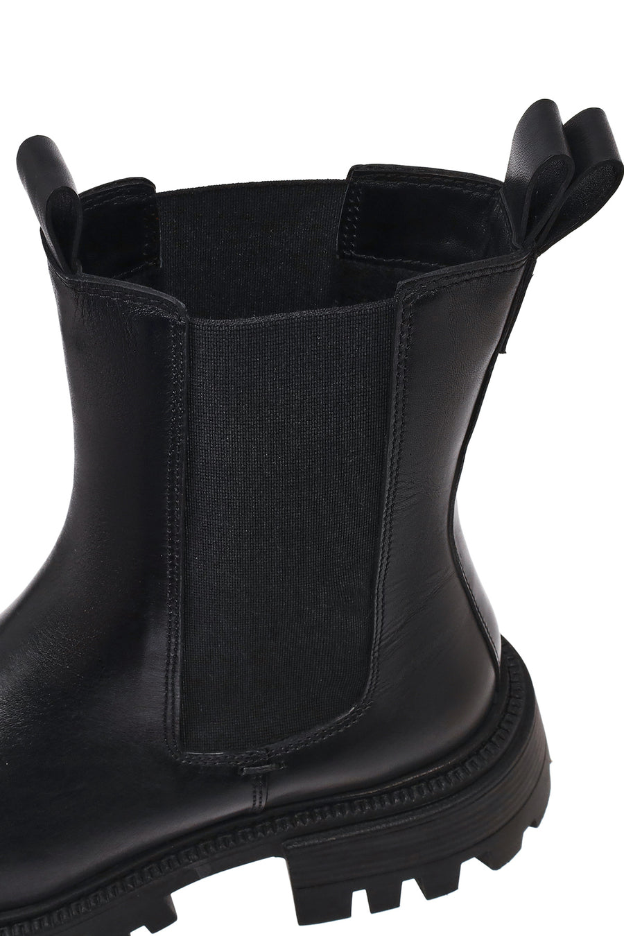 Woman Black Thick Sole Leather Chelsea Boots