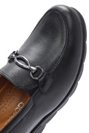 Women's Black Buckle Platform Leather Comfort Loafer | Derimod