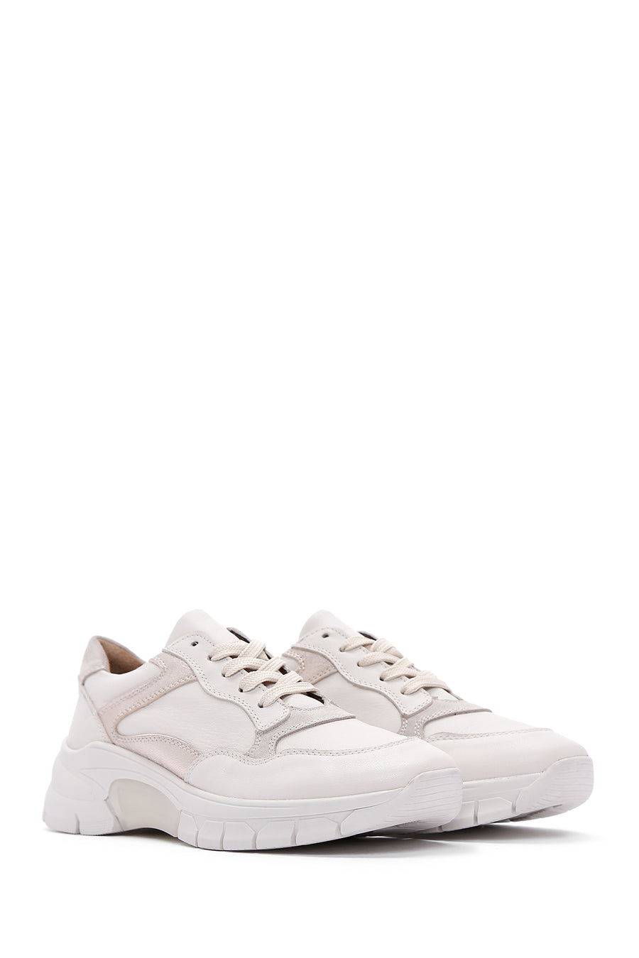 Women's Beige Leather Sneaker