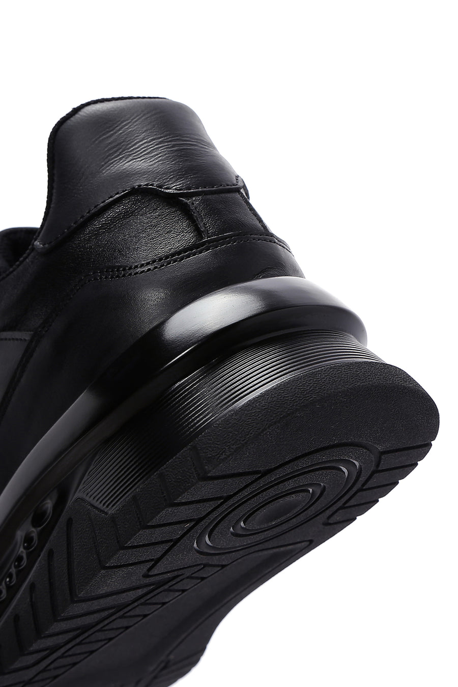 Erkek Siyah Deri Kalın Tabanlı Sneaker