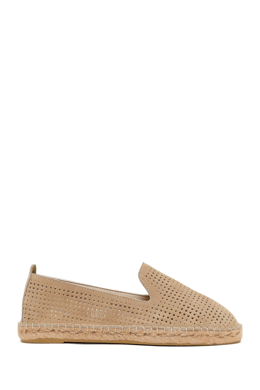 Women's Beige Patterned Suede Leather Espadrilles 26PFD206110 | Derimod