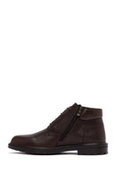 Men's Brown Zippered Leather Boat | Derimod