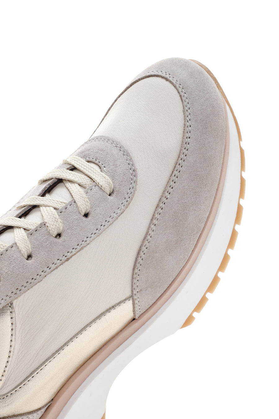 Kadın Bej Deri Süet Detaylı Sneaker