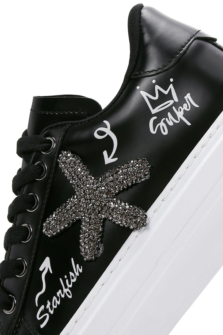 Women's Black Stone Thick Soled Sneaker
