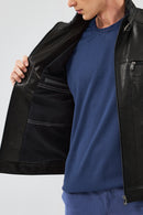 Xavier Men's Black Leather Jacket | Derimod