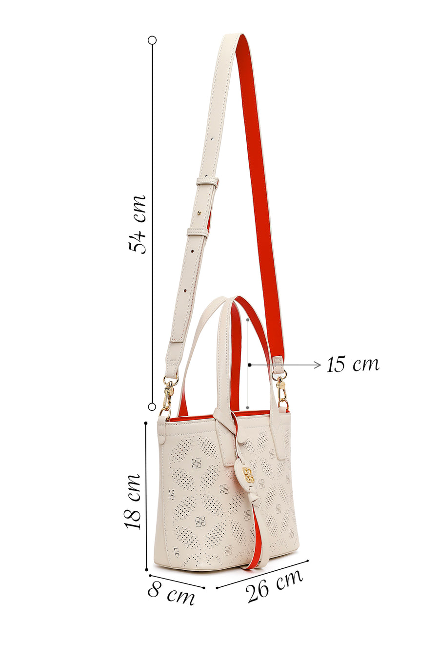 Woman White Long Strap Patterned Shoulder Bag