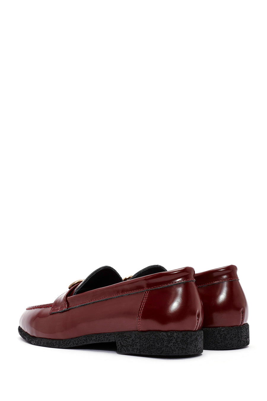 Women's Burgundy Accessory Detailed Leather Masculine Loafer