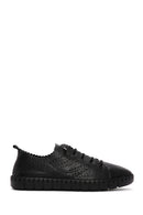 Woman Black Lace-up Patterned Leather Comfort Shoes | Derimod