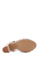 Women's Beige Ankle Strap Chunky Heel Sandals | Derimod