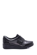 Women's Black Leather Wedge Heeled Comfort Shoes | Derimod
