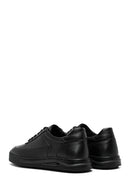 Erkek Siyah Bağcıklı Deri Sneaker | Derimod