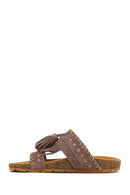 Women's Mink Tassel Suede Leather Slippers | Derimod