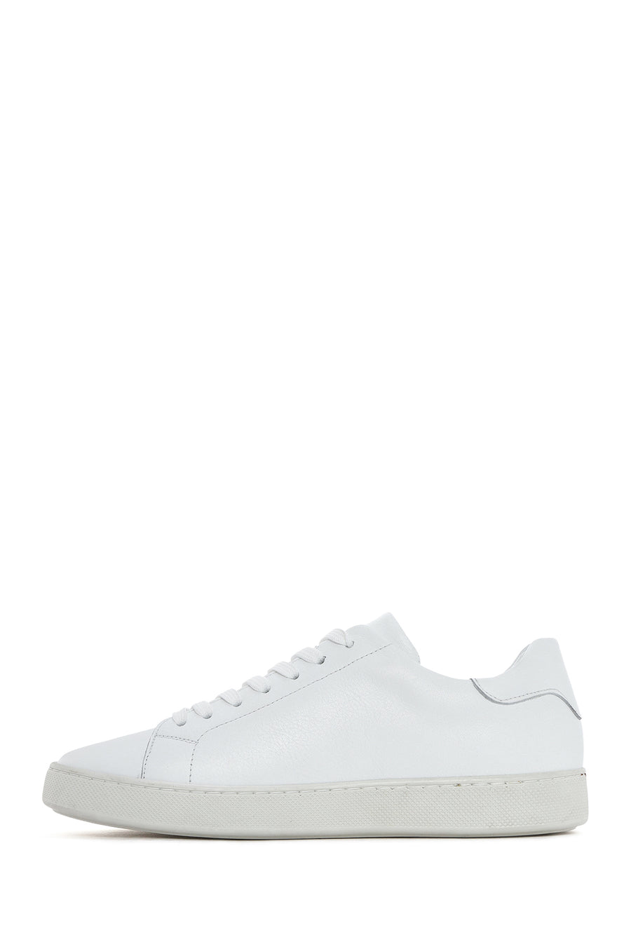 Erkek Beyaz Bağcıklı Deri Sneaker