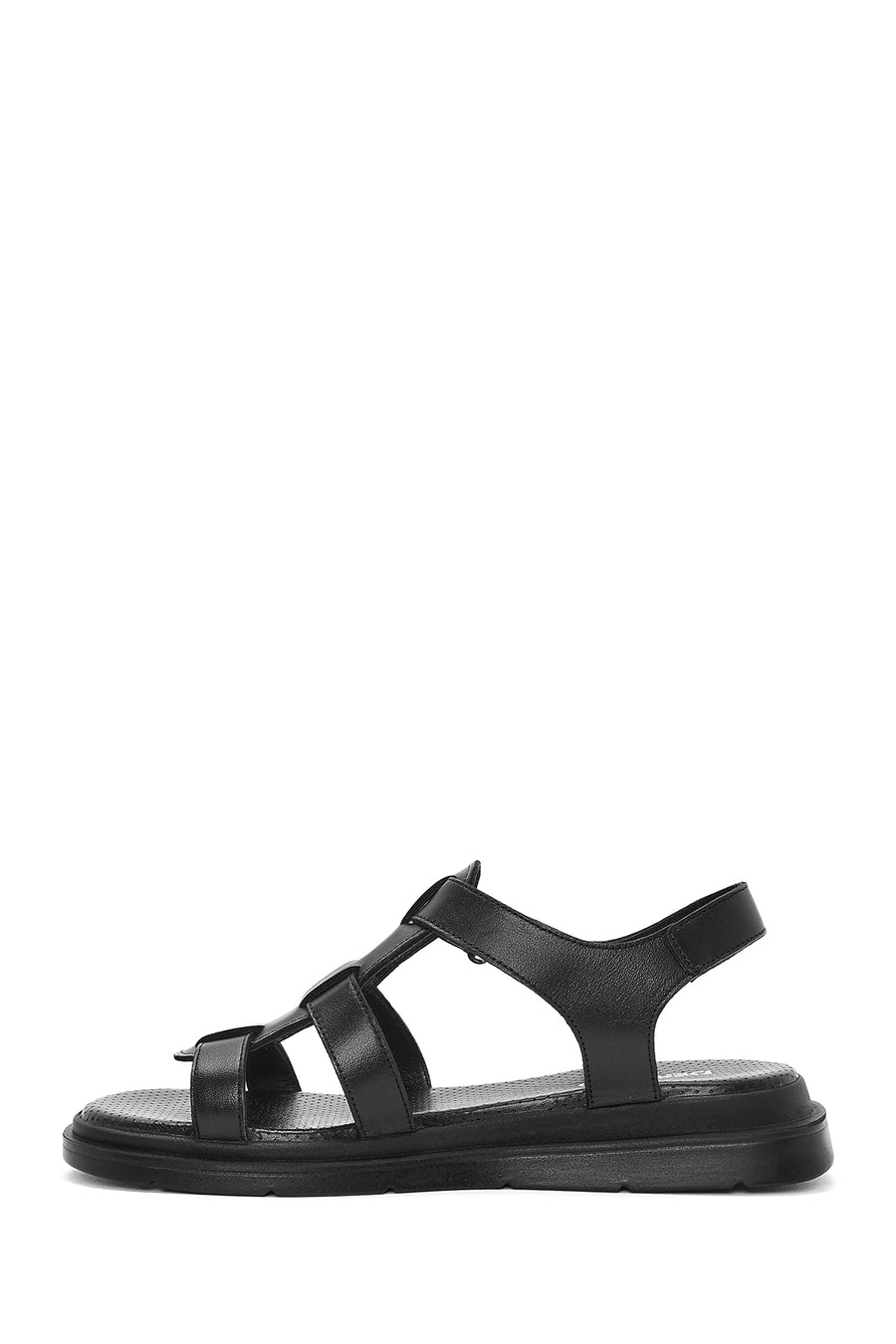 Women's Black Strappy Leather Sandals