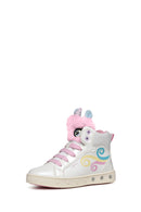 Geox Girls White Skylin Lace-Up Patterned Ankle Sneaker | Derimod