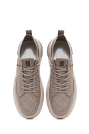 Erkek Bej Bağcıklı Desenli Kumaş Sneaker | Derimod