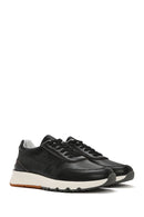 Men's Black Lace-Up Leather Casual Sneaker | Derimod