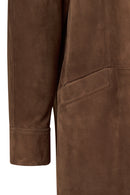 Madrid Woman Brown Long Suede Trench Coat | Derimod