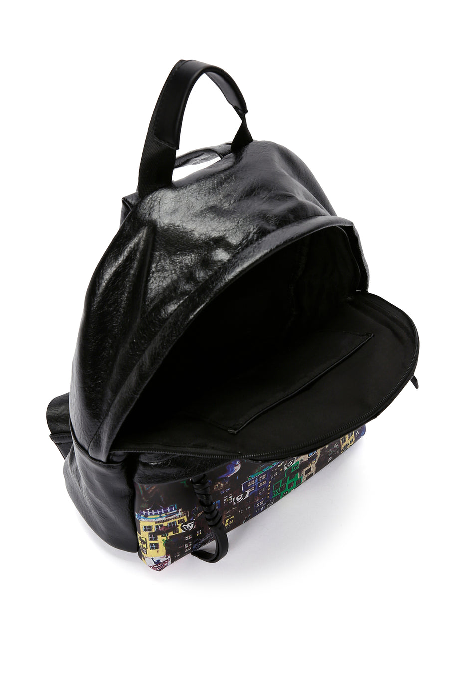 Women's Black Printed Backpack