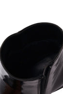 Women's Black Thick Short Heel Patent Leather Boot | Derimod