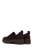 Kadın Leopar Desenli Süet Deri Maskülen Loafer | Derimod
