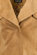 Portofino Woman Camel Suede Leather Jacket | Derimod
