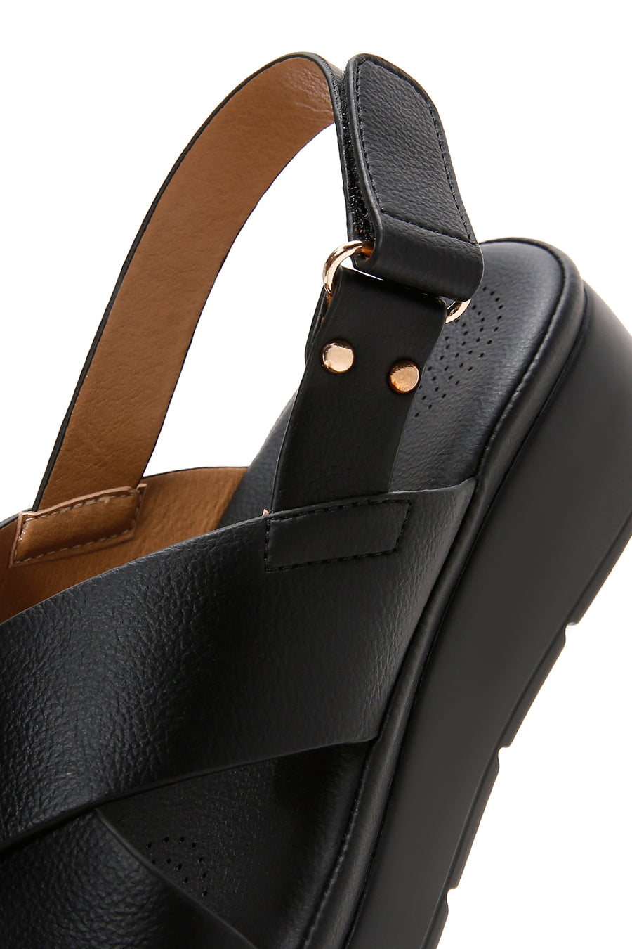Women's Black Thick Sole Comfort Sandals